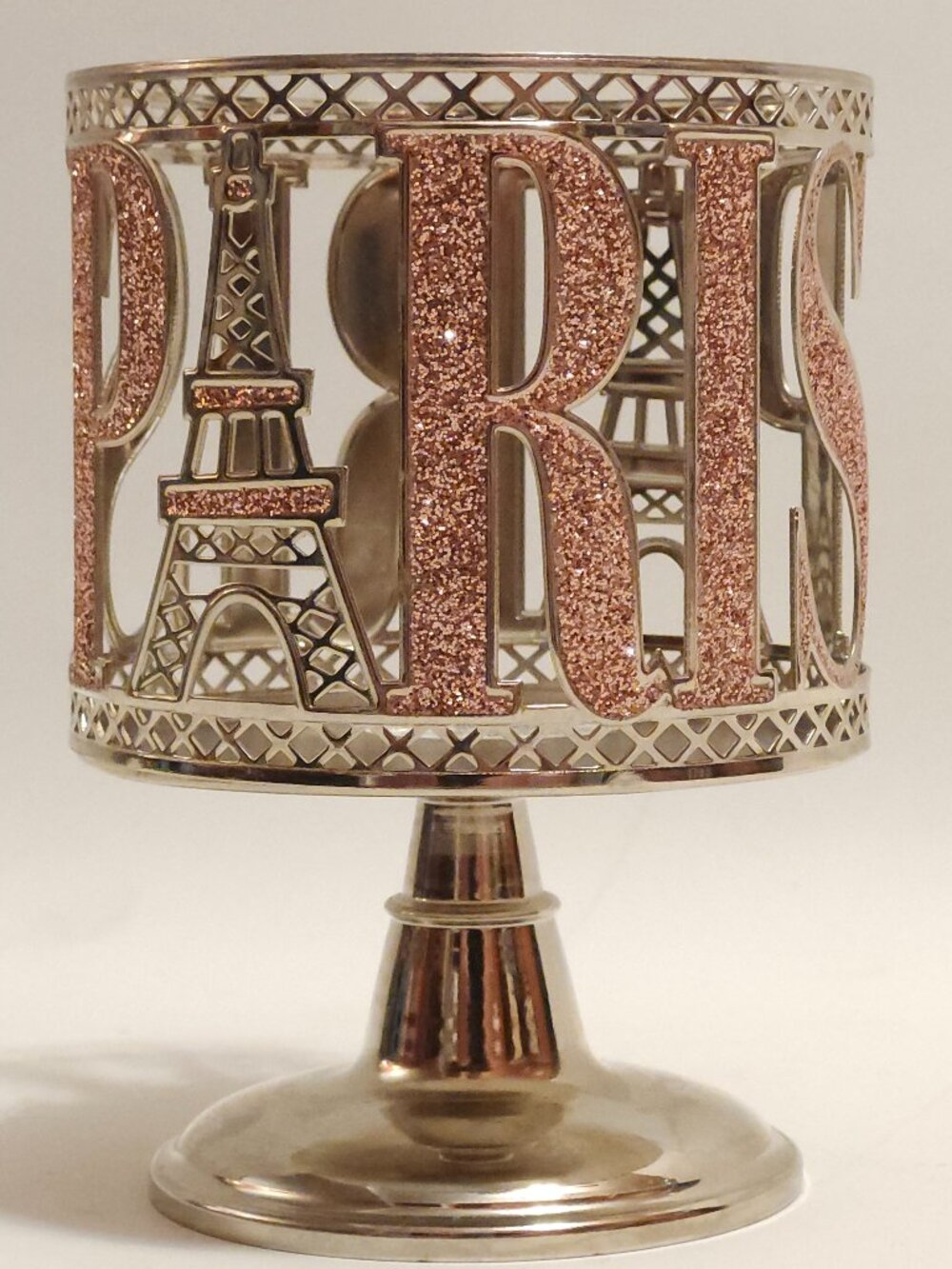 Bath & Body Works Glitter Paris Pedestal Large 3-wick Candle Holder Sleeve BNWT